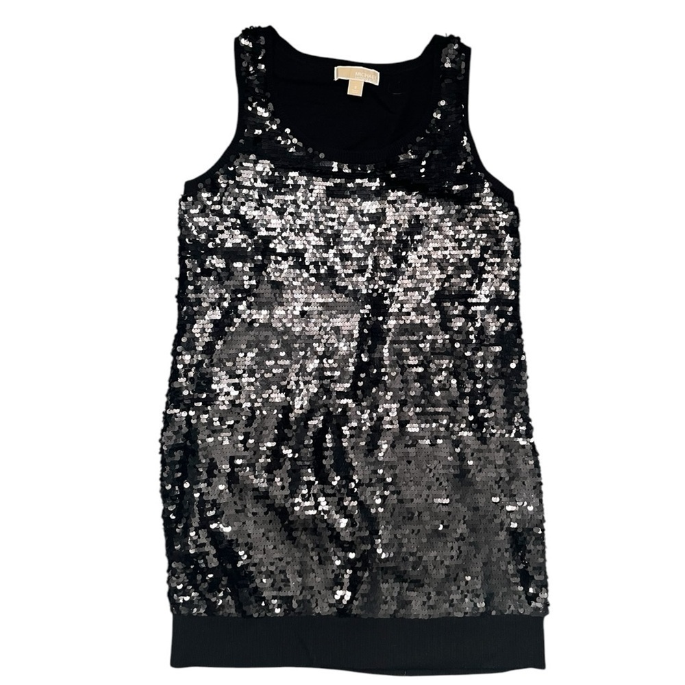 Michael Kors black sequin mini length 100% merino wool party dress